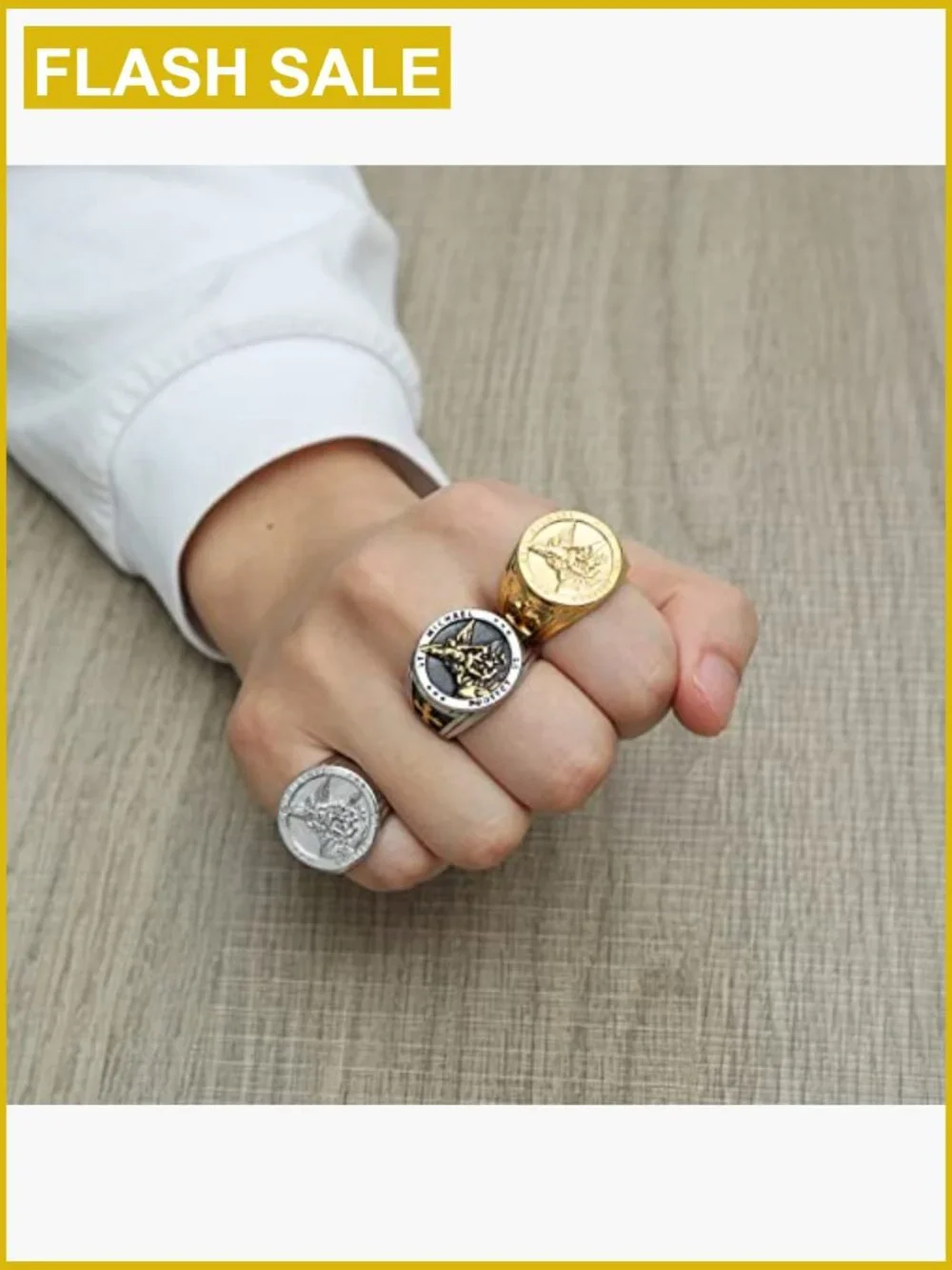 St. Michael Archangel Ring Stainless Steel Signet Ring Protector